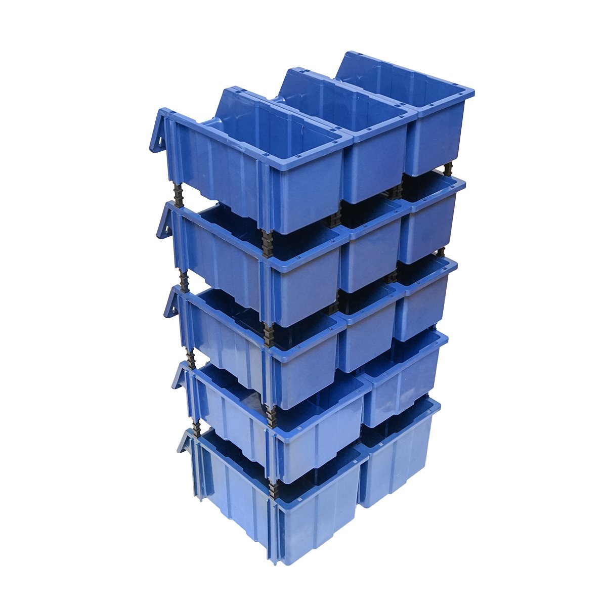 Stand cu 13 cutii pentru depozitare / organizare, cutie din plastic albastra, 510x400x1000mm